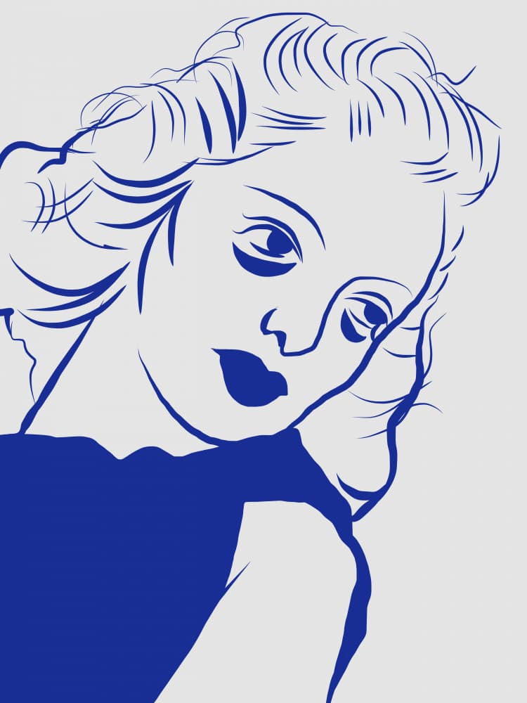 Pensive Blue Woman by Little Dean — canvas wall art