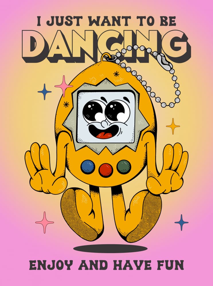 Cartoon Tamagotchi by Alina Shulhouskaya — canvas wall art