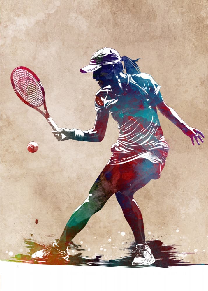 Watercolor Tennis Action by Justyna Jaszke — canvas wall art