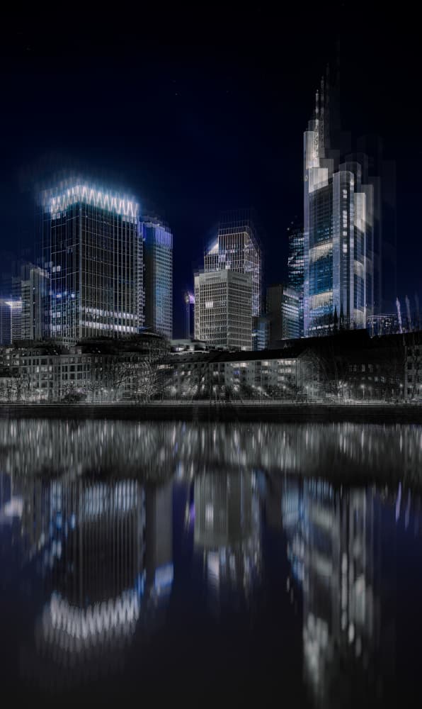 City Night Reflections by Peter Schade — canvas wall art