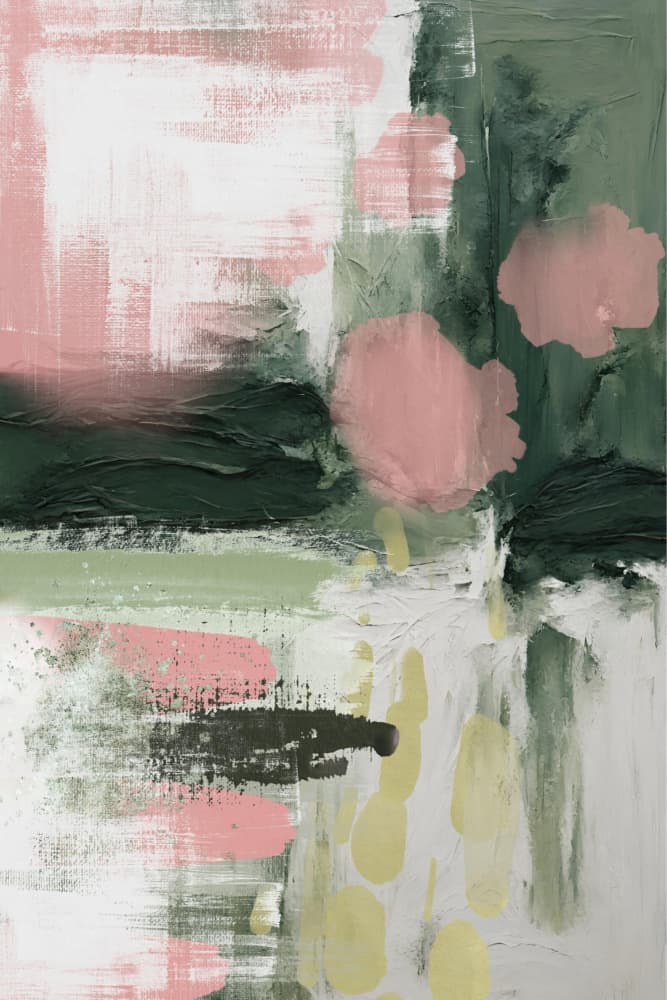 Blush Green Abstract Shapes by Sally Ann Moss — canvas wall art