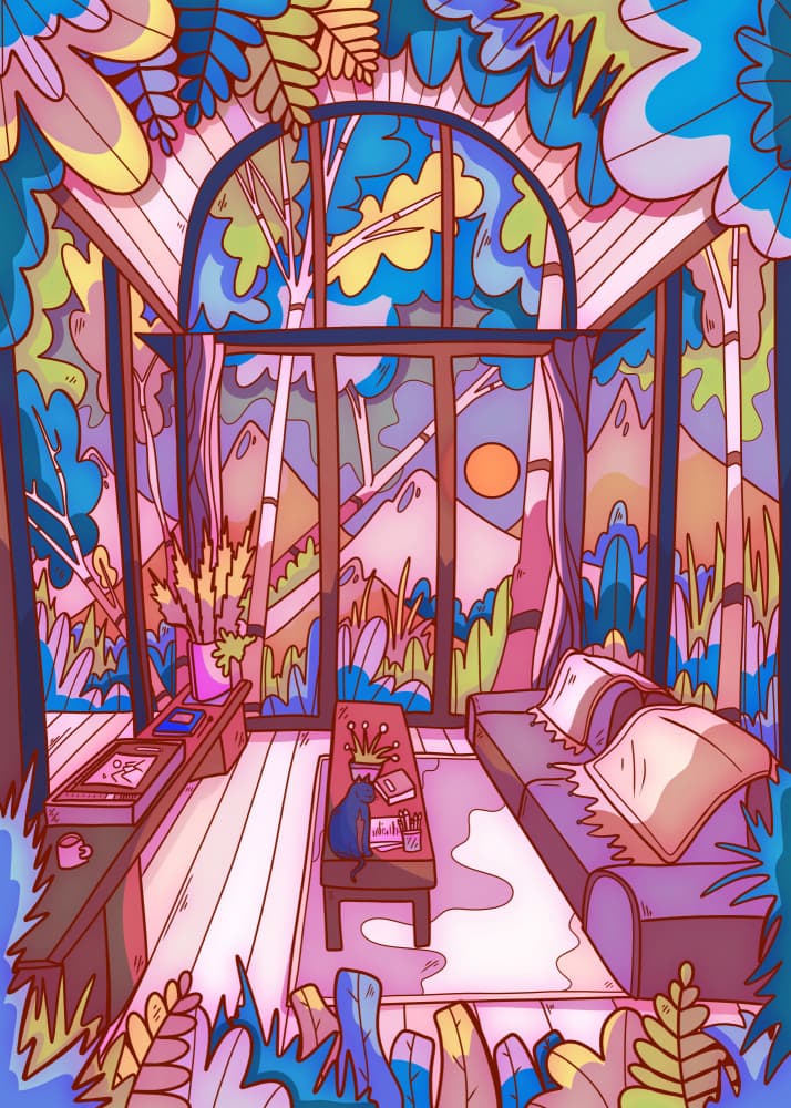 Cozy Room Mountain View by Stephen Wade — canvas wall art