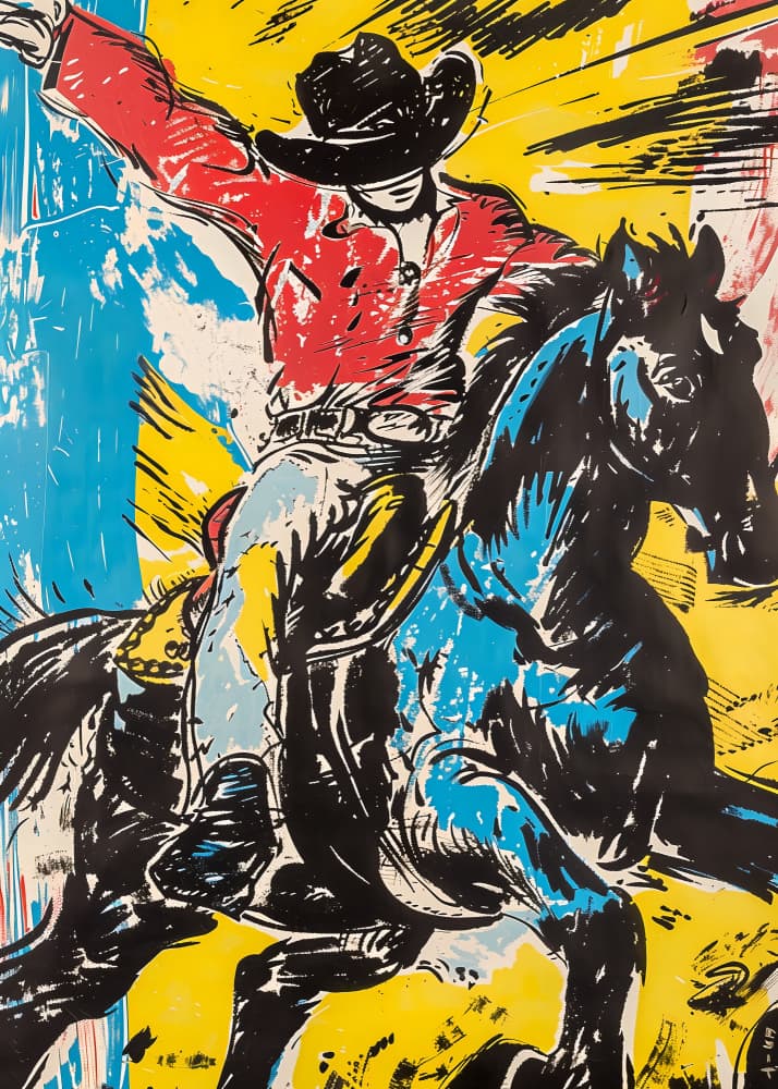 Dynamic Cowboy Ride by Andreas Magnusson — canvas wall art