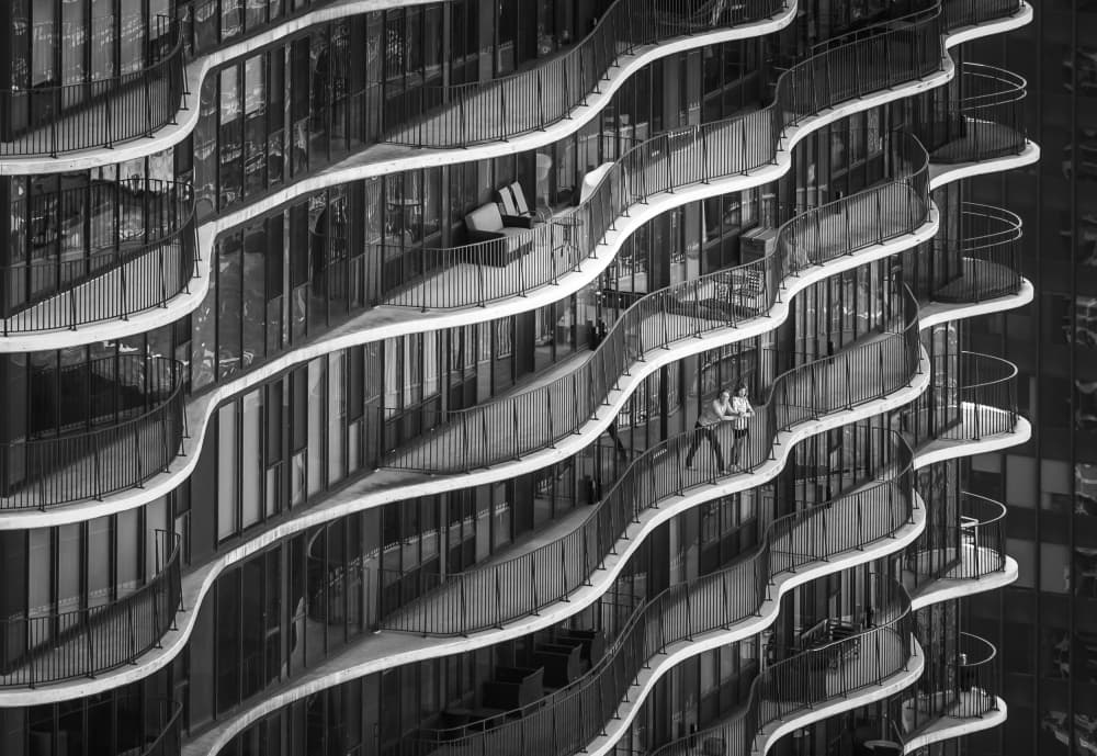 Dynamic Balcony Embrace by Marek Lapa — canvas wall art