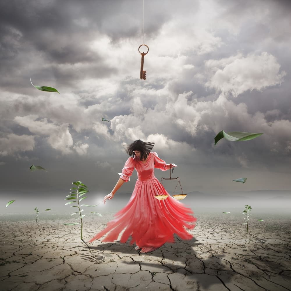 Desert Woman Balancing Hope by Martin Marcisovsky — canvas wall art