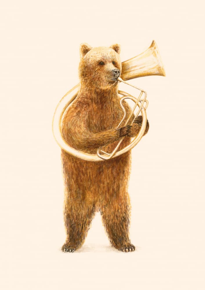 Whimsical Tuba Bear by Florent Bodart — canvas wall art
