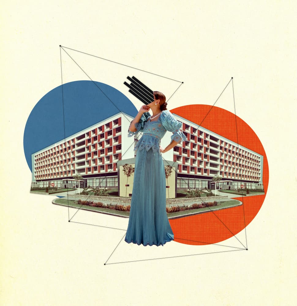 Elegant Woman Geometric Architecture by Mikhail Siskoff — canvas wall art