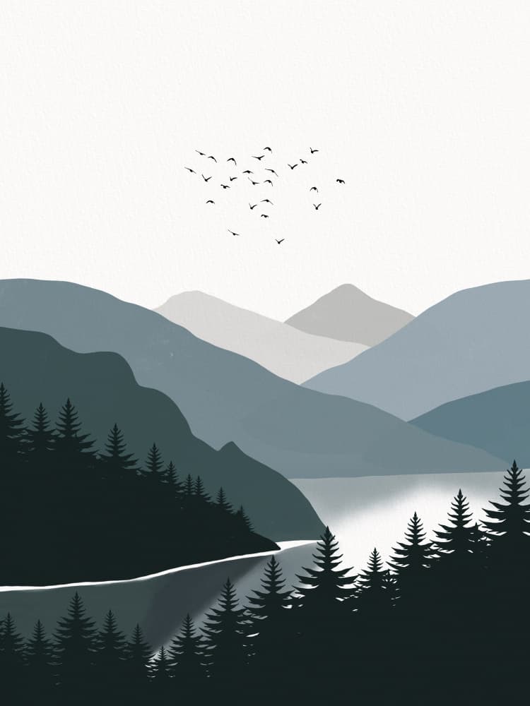 Serene Mountain Lake by Little Dean — canvas wall art