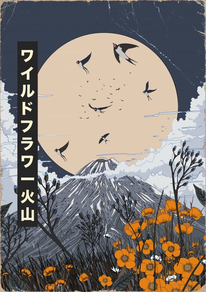 Wildflower Fuji Moon by Nicholas — canvas wall art