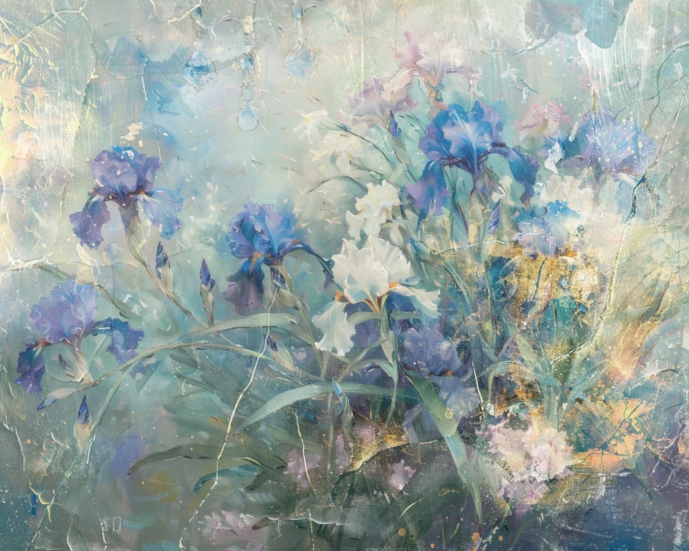 Dreamy Blue Irises by Rafal Kulik — canvas wall art