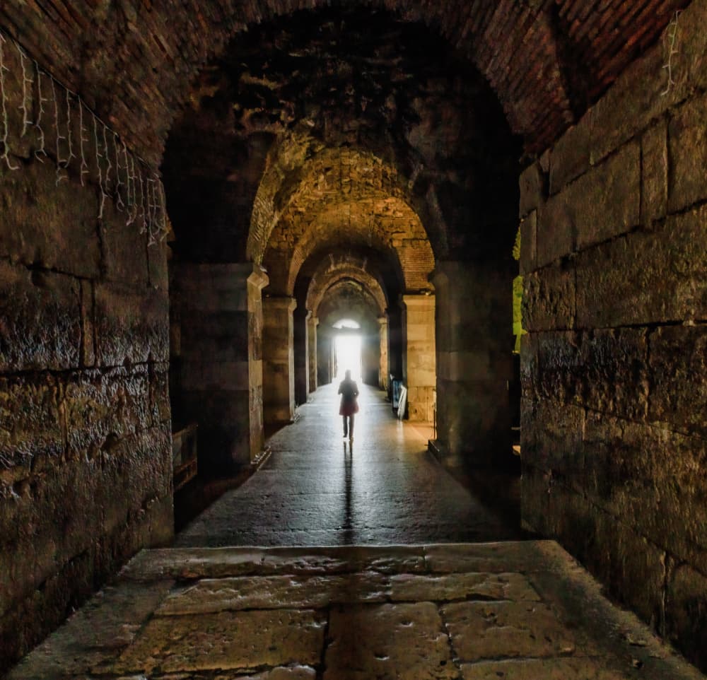 Ancient Archway Light Path by Jenny Qiu — canvas wall art