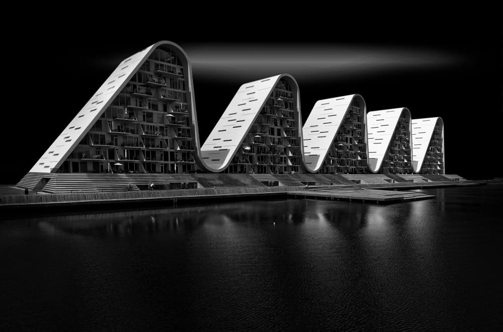 Monochrome Wave Architecture by Erhard Batzdorf — canvas wall art