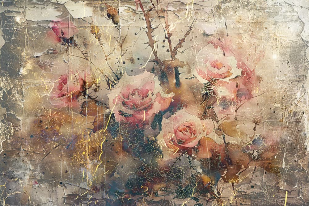 Vintage Gold Roses by Rafal Kulik — canvas wall art