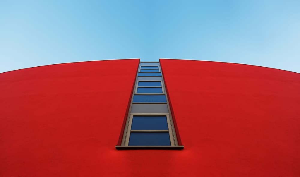 Bold Red Architecture by Michael Allmaier — canvas wall art