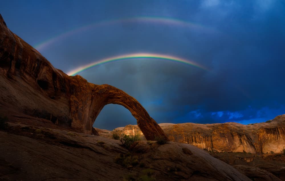 Double Rainbow Desert Arch by Jie Fischer — canvas wall art