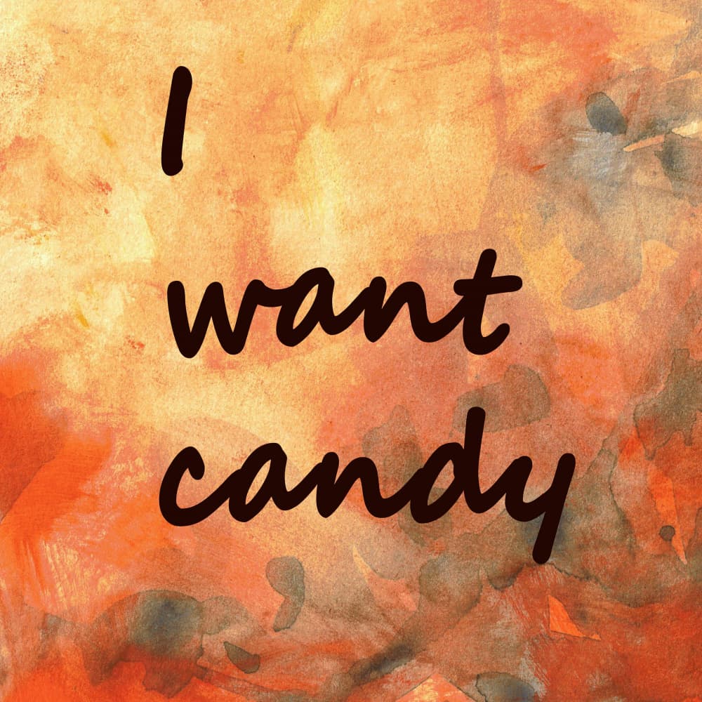 Background 1 I Want Candy Orange Gold Gray by Lori Ann Folz — canvas wall art