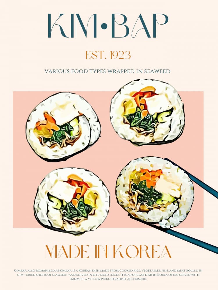 Fresh Korean Kimbap by Nazma Khokhar — canvas wall art