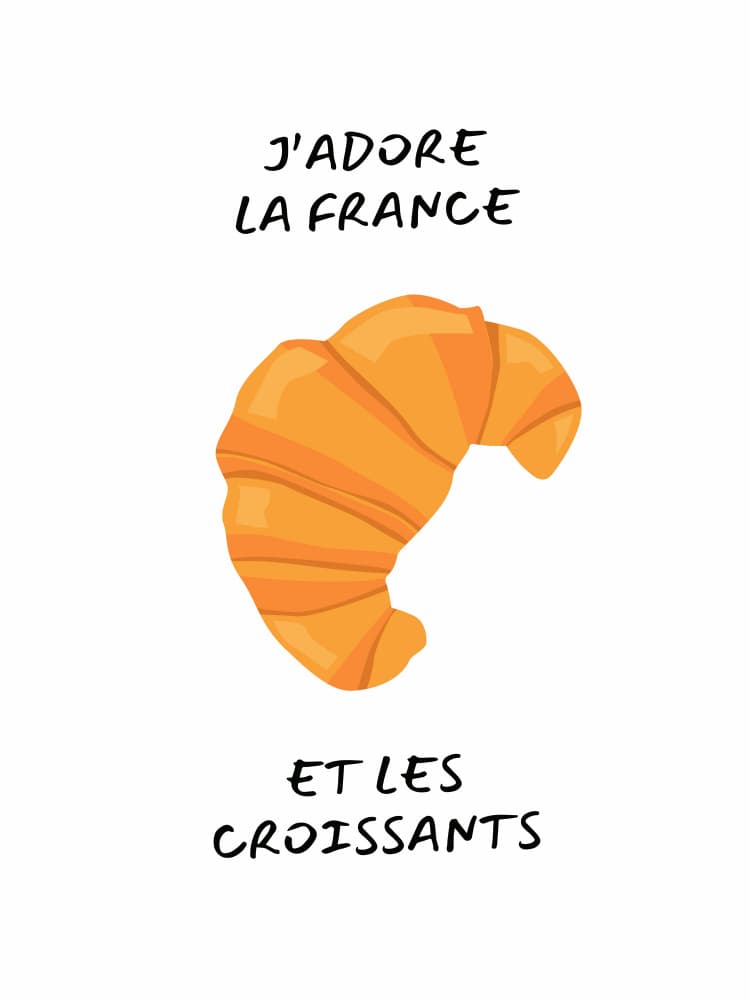 I Love France Croissants by Ohkimiko — canvas wall art
