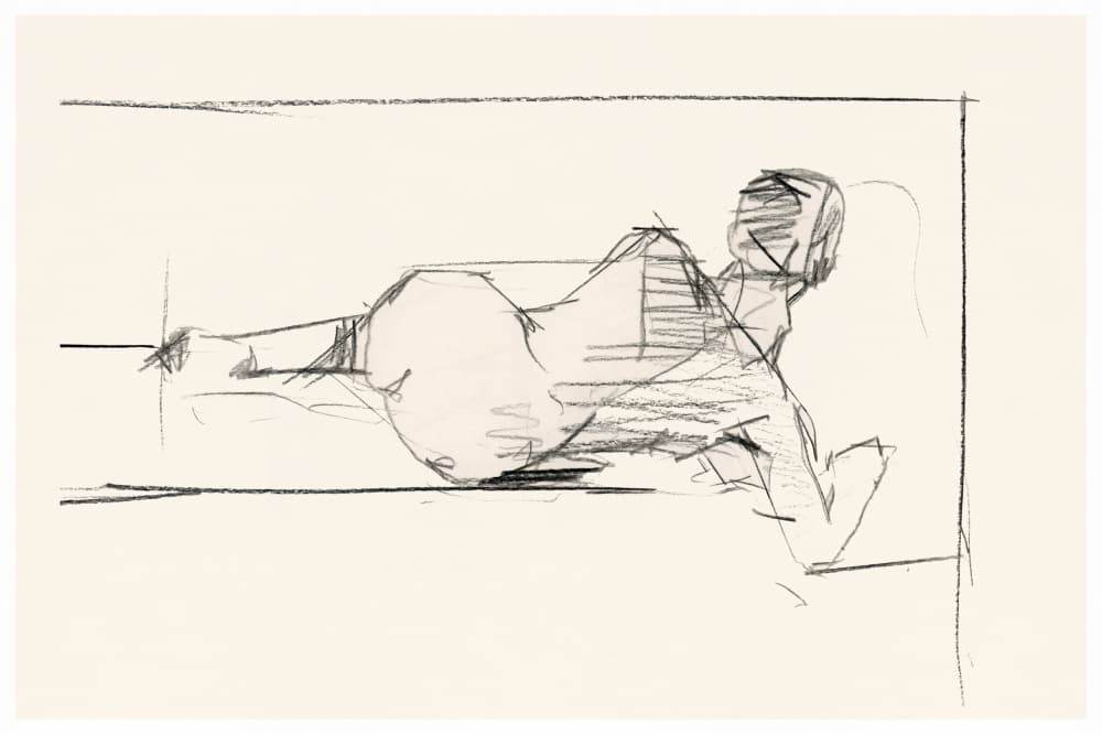 Reclining Nude Sketch by cartissi — canvas wall art