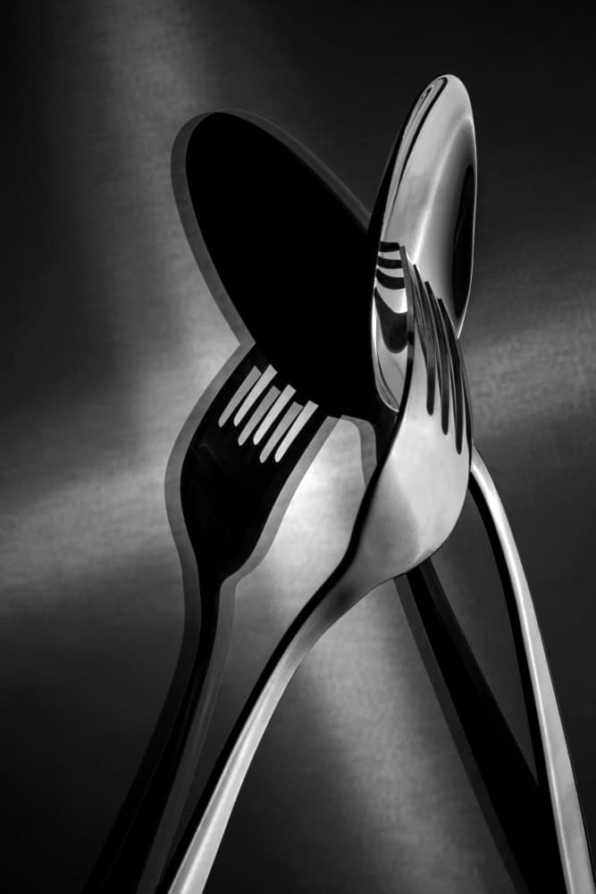 Modern Silverware Crossing by Emel Sefer — canvas wall art