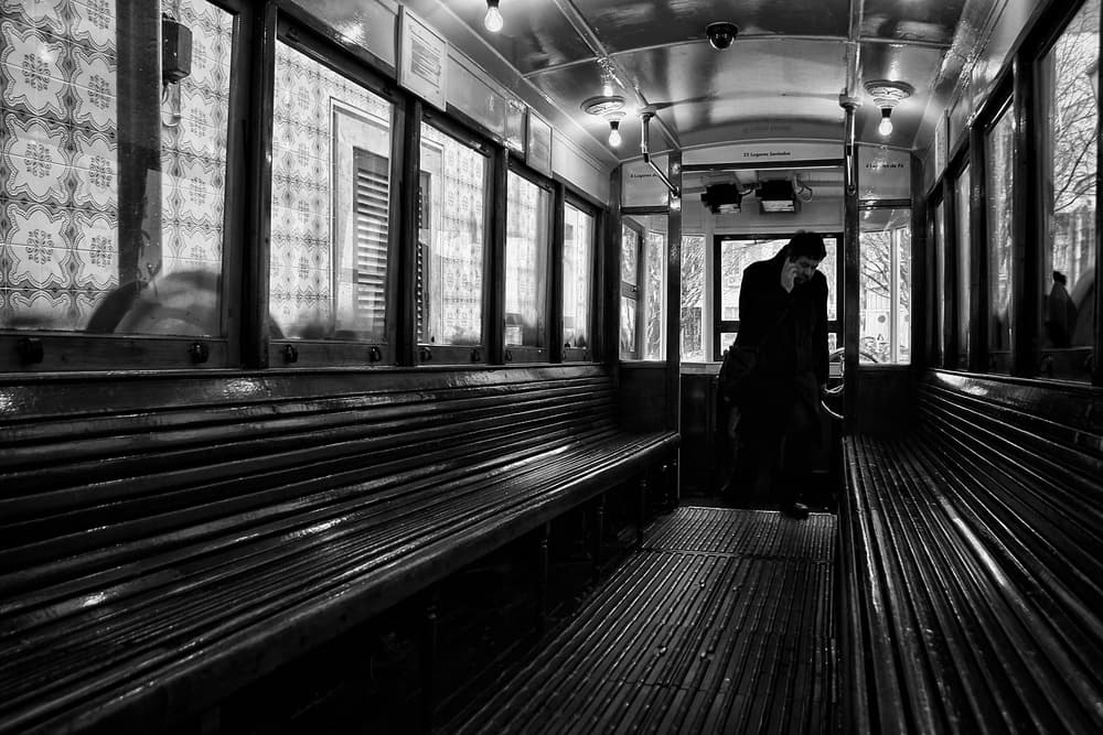 Man In Vintage Tram by Fernando Alves — canvas wall art