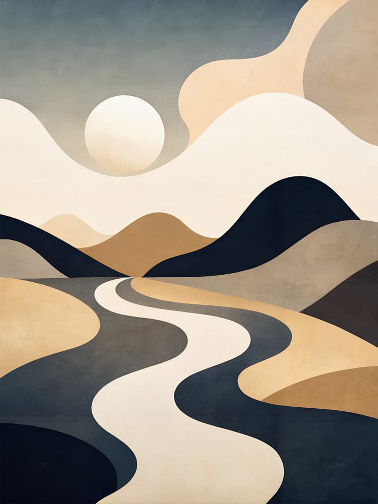 Desert Sun and Path by Miguel Bruzual — canvas wall art