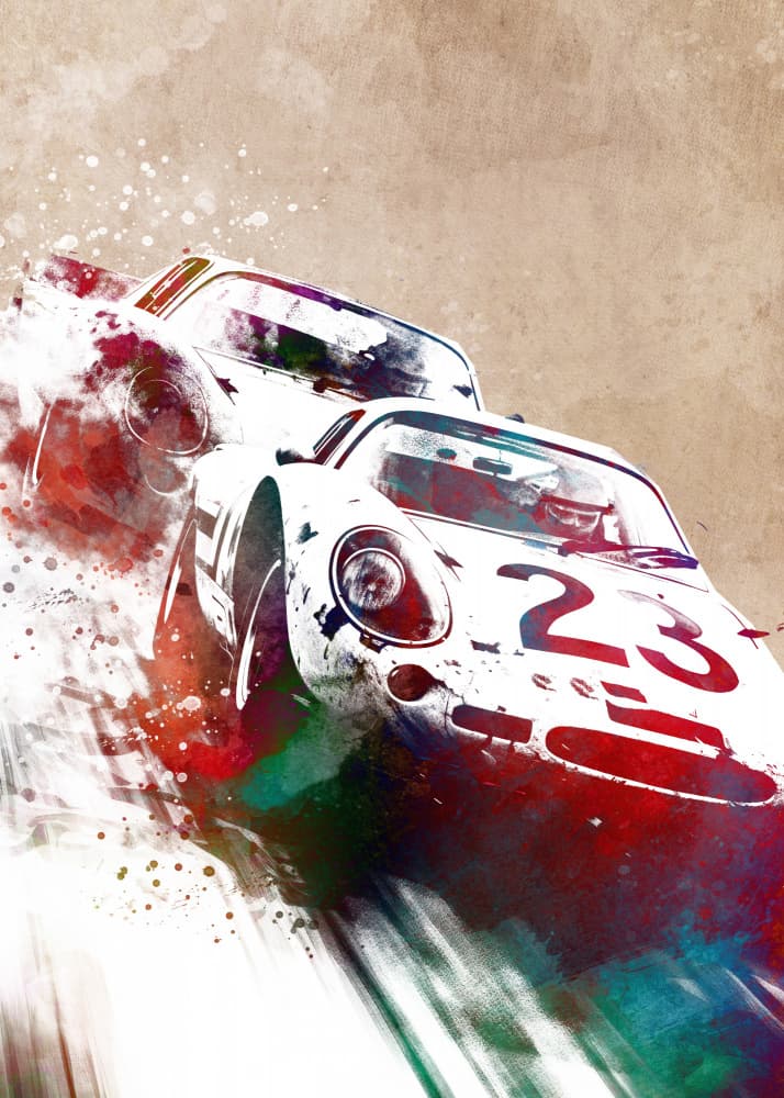 Vintage Race Car Action by Justyna Jaszke — canvas wall art