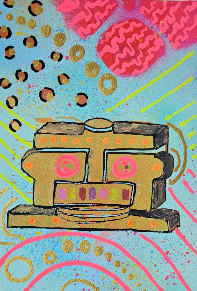 Pop Art Golden Face by Olea Huuska — canvas wall art