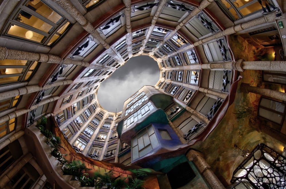 Curved Courtyard Architecture by Carles Just — canvas wall art
