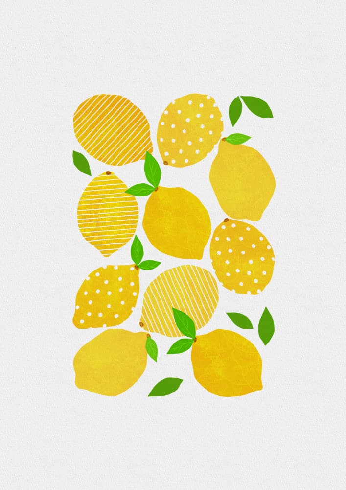 Cheerful Lemon Pattern by Orara Studio — canvas wall art