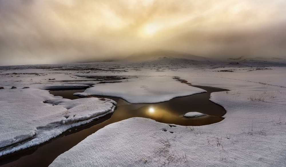 Golden Winter Reflection by Javier de la Torre — canvas wall art