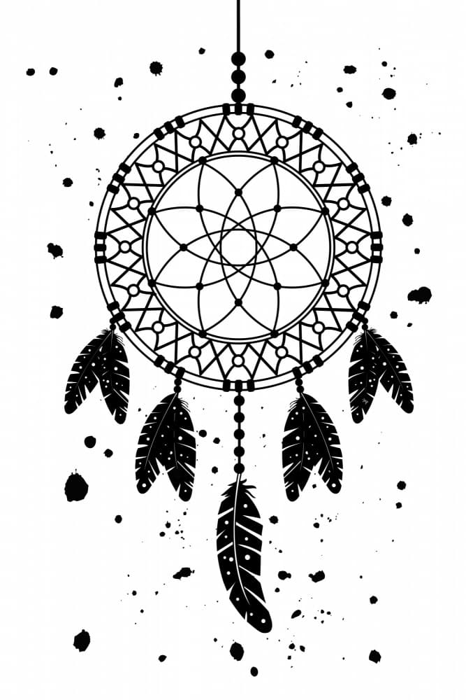 Black Dreamcatcher Splatters by Martina — canvas wall art