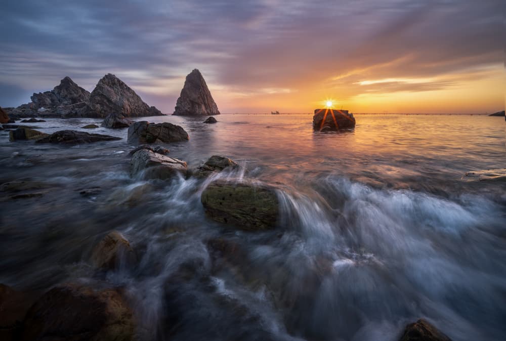 Coastal Sunset Serenity by YANGYING — canvas wall art