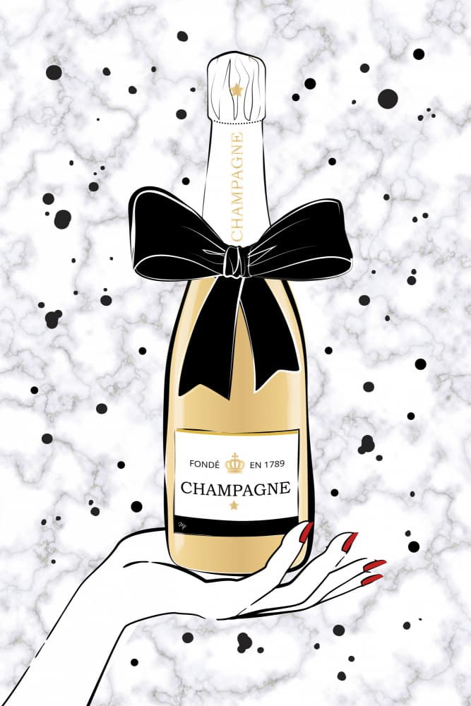Elegant Champagne Bottle by Martina — canvas wall art