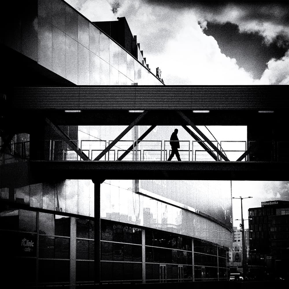 Urban Walkway Silhouette by Marcel Rebro — canvas wall art