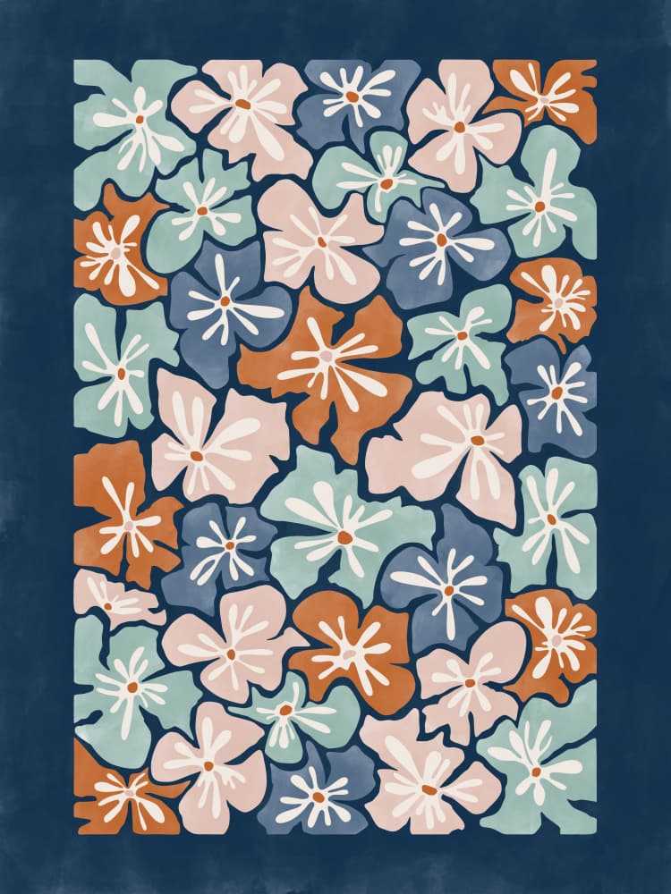 Colorful Floral Pattern by Elena Ristova — canvas wall art