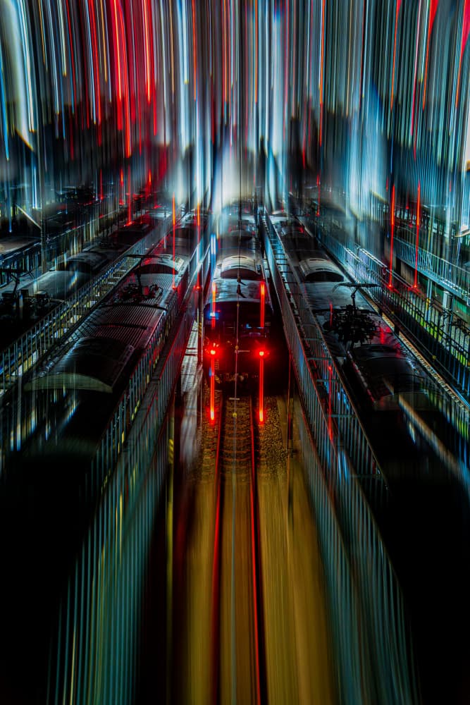 Night Train Station Lights by Yohei Kawashima — canvas wall art