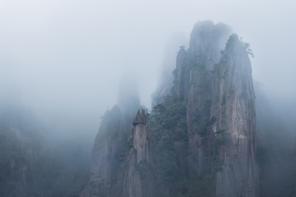 Misty Mountain Peaks by Simoon — canvas wall art