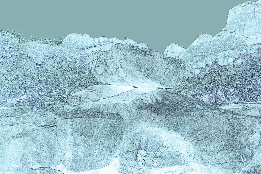 Cold Blue Rockscape by Santhosh ch — canvas wall art