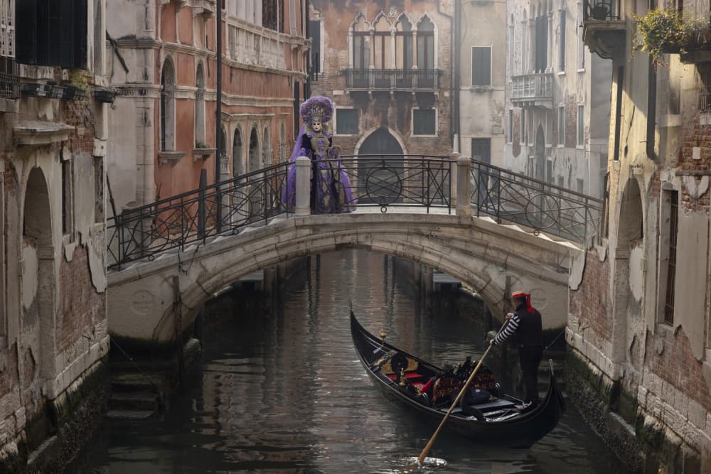Venetian Carnival Gondola by Linda D Lester — canvas wall art