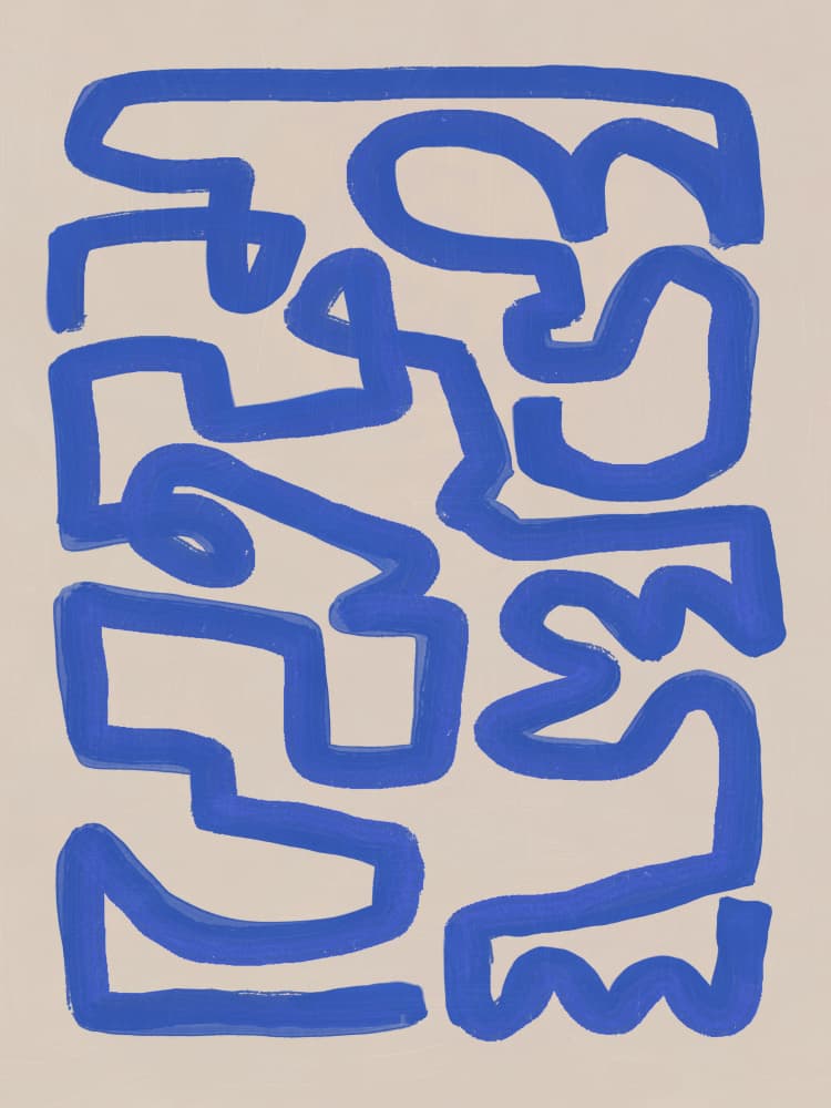 Bold Blue Abstract Lines by Little Dean — canvas wall art