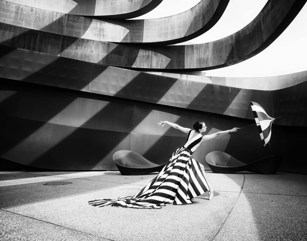 Dramatic Striped Dress Dance by Tali Stein — canvas wall art