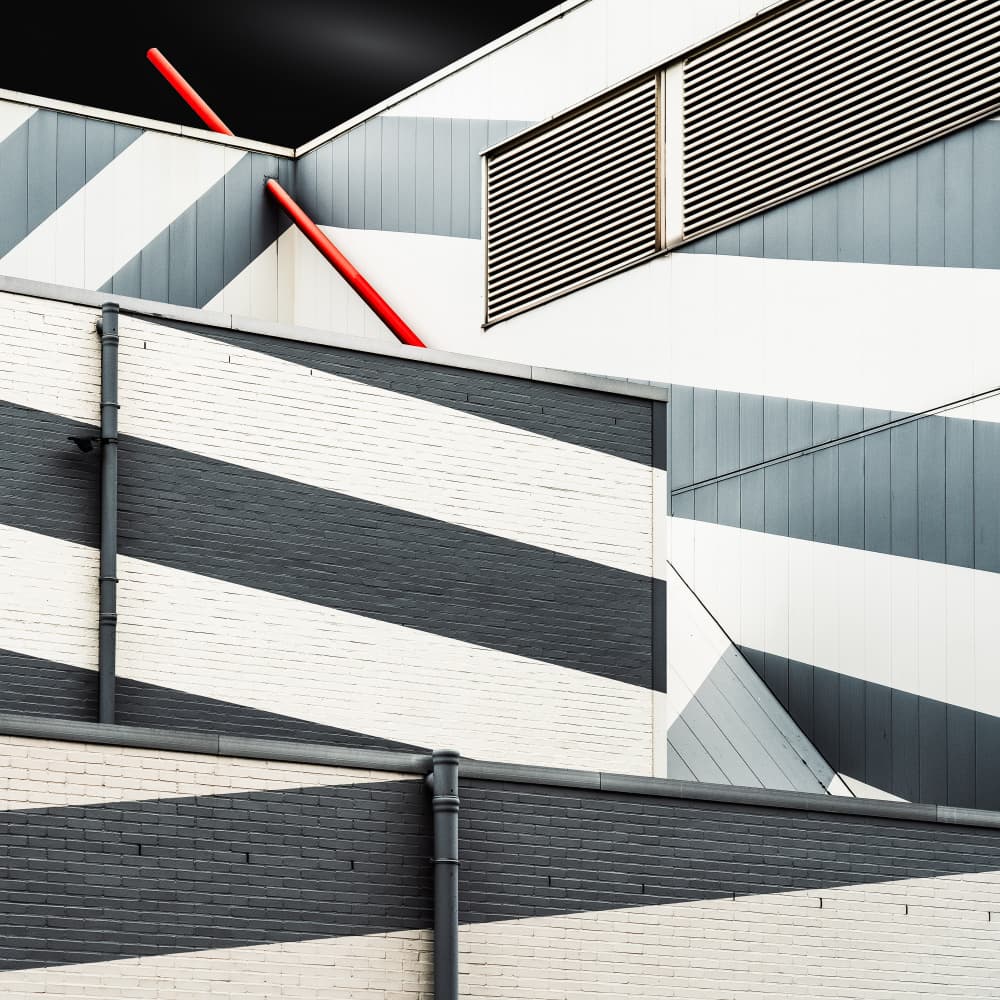 Modern Striped Facade by Luc Vangindertael (laGrange) — canvas wall art