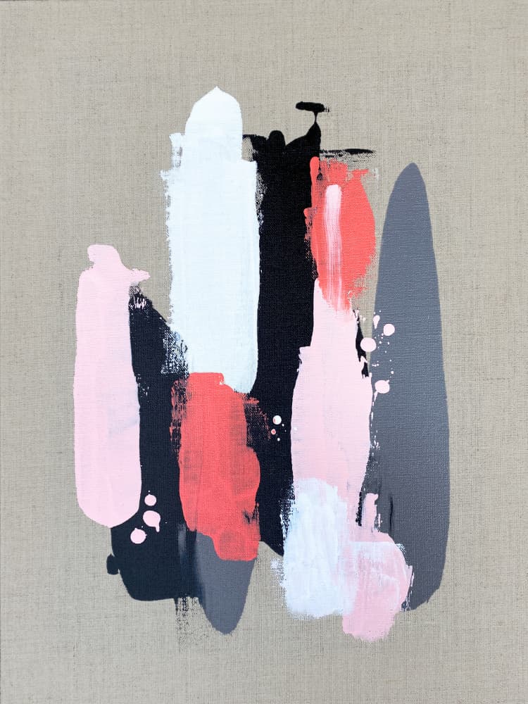 Coral Pink Strokes by Alyson Storms — canvas wall art