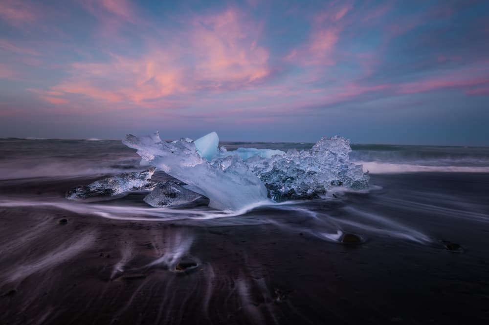 Glacial Ice Beach Glow by Yongnan Li (李永男) — canvas wall art
