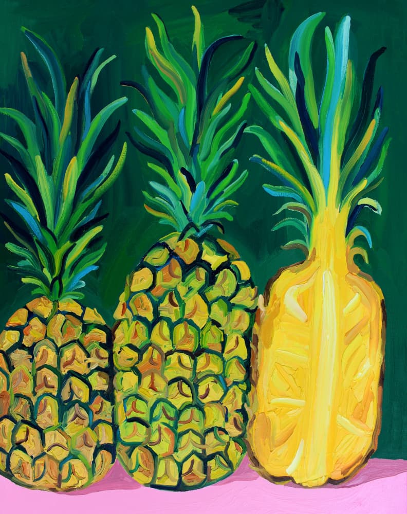 Vibrant Tropical Pineapples by Alice Straker — canvas wall art