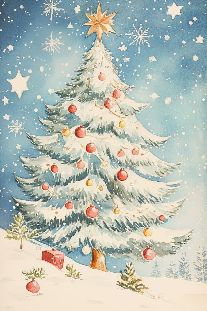 Magical Christmas Tree by Melloi Art Prints — canvas wall art