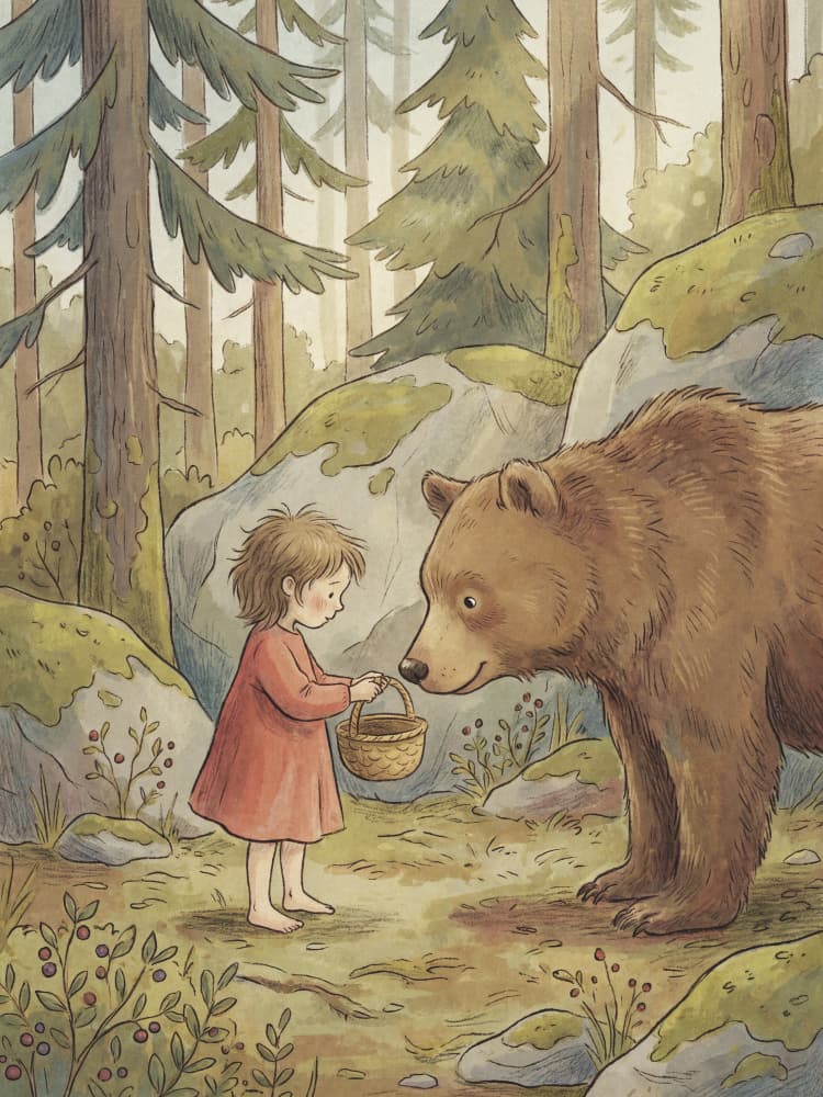 Little Girl and Bear by Andreas Magnusson — canvas wall art