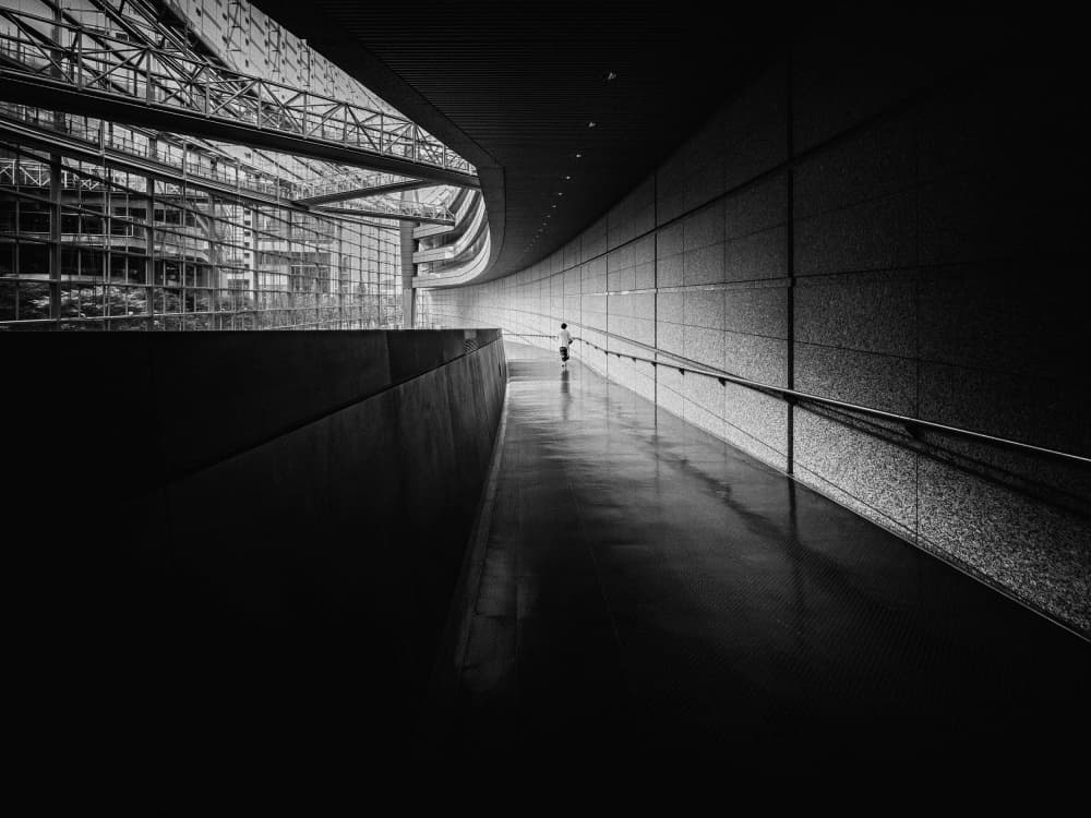 Curved Hallway Solitude by Eiji Yamamoto — canvas wall art