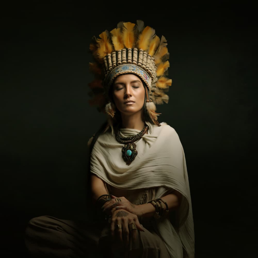 Serene Headdress Portrait by Moein Hasheminasab — canvas wall art